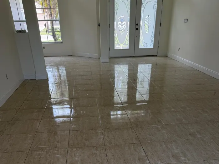 Polished tile flooring installed in a Houston home entryway
